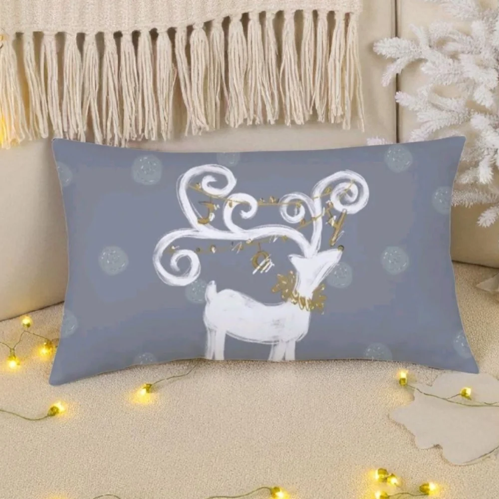 Holiday Decor 3 Piece Christmas Cushion Cover Whimsical Reindeer 3 Piece Set